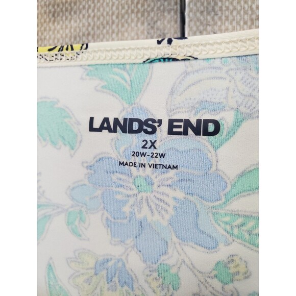 Lands' End Women's Floral Gingham Print Rash Guard Swim Tee Size 2X - Picture 3 of 6